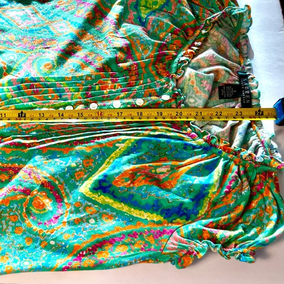 Ralph Lauren paisley top blouse 100% cotton ruffled neck & sleeveless Like New - Picture 7 of 7